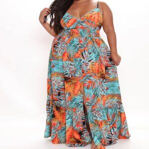Fashion Nova XL Kiana Tropical Maxi Dress